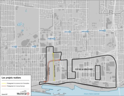 Le projet actuel est de prolonger l'avenue de Souligny vers l'ouest et le boulevard de l'Assomption vers le sud.