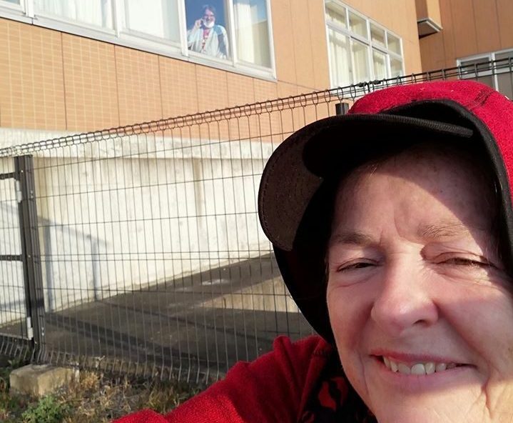 Manon Trudel est parvenue à voir son conjoint par la fenêtre de sa chambre d’hôpital.