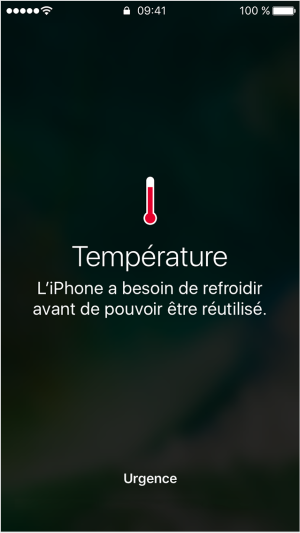 iPhone message avertissement température