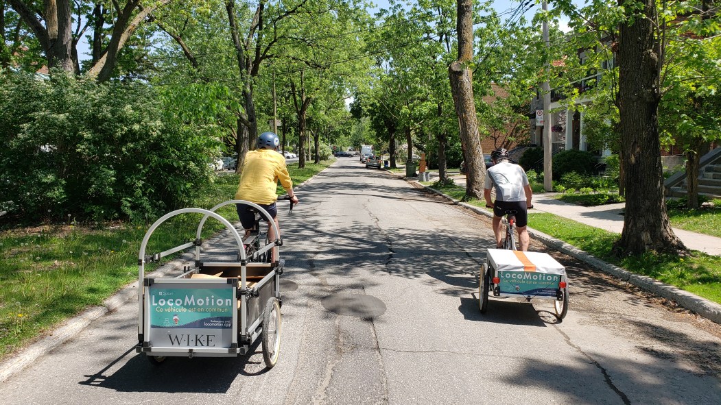 Remoques pour vélo en partage à Ahuntsic