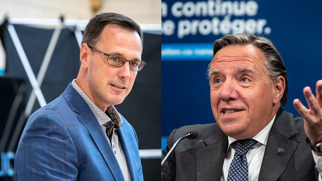 Le ministre de l'Éducation, Jean-François Roberge, et le premier ministre François Legault