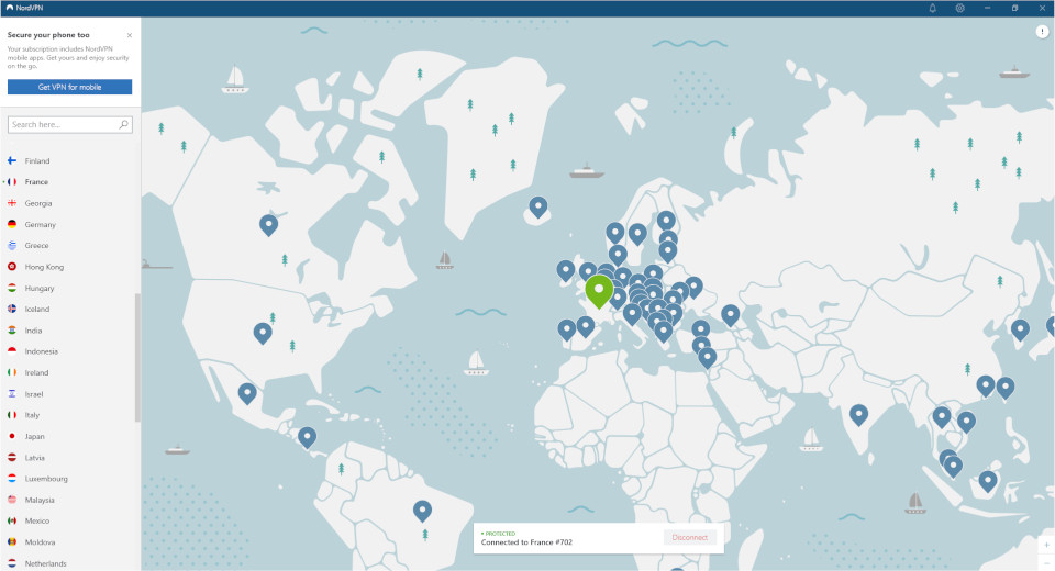 NordVPN connexion serveur France