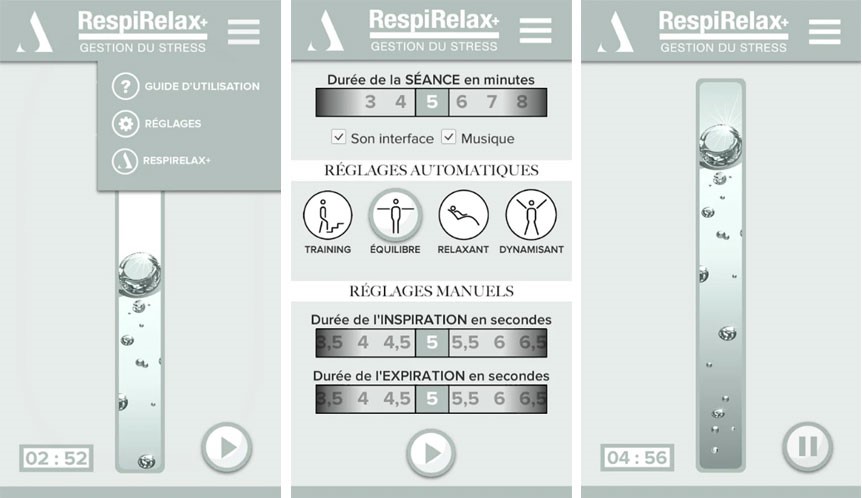 application respirelax apprendre respirer calmer anxiété interface