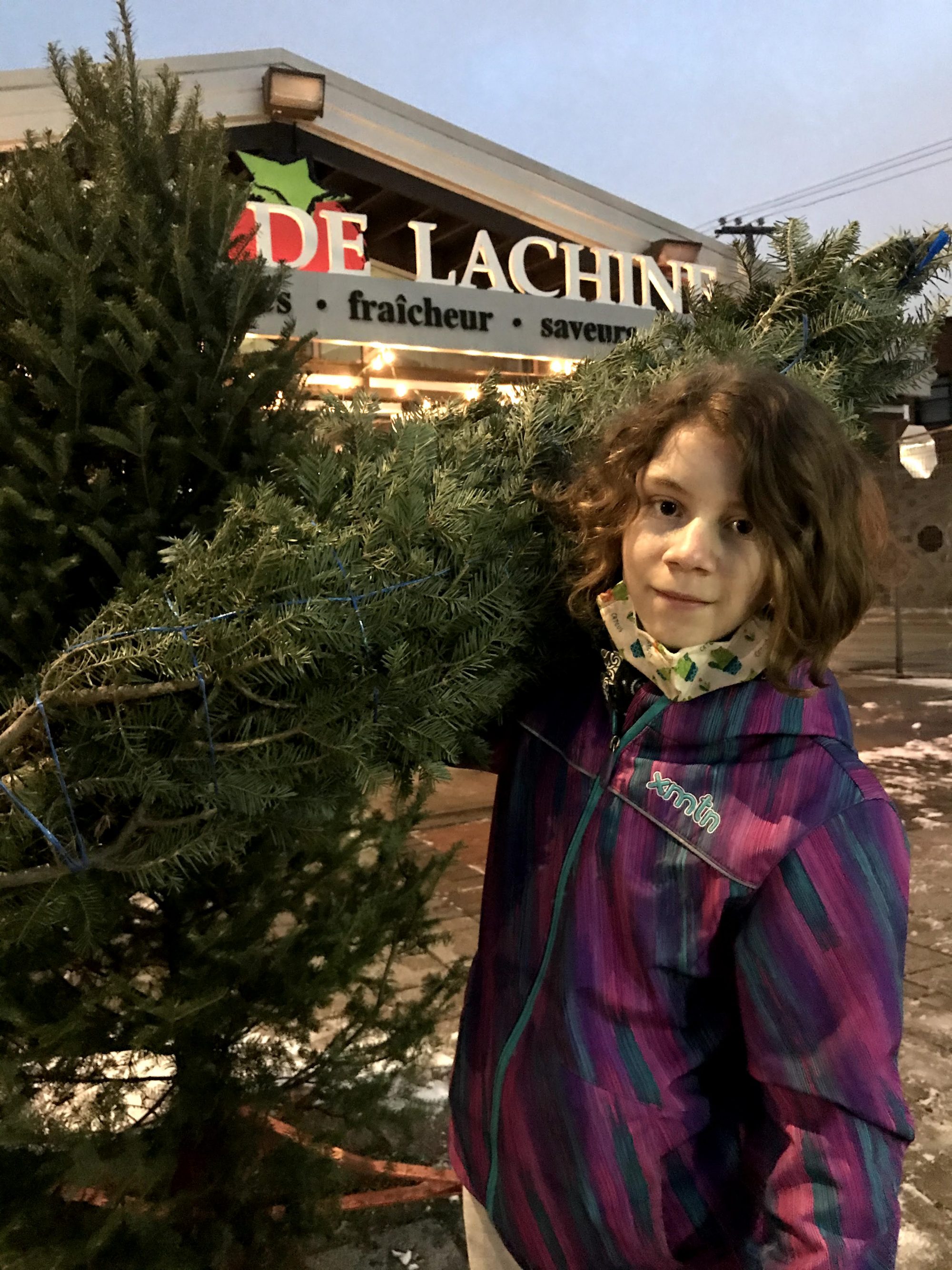 La bénévole Cynthia Grenon, âgée de 13 ans, lors de la vente de sapins à Lachine