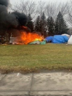 Incendie au campement Notre-Dame