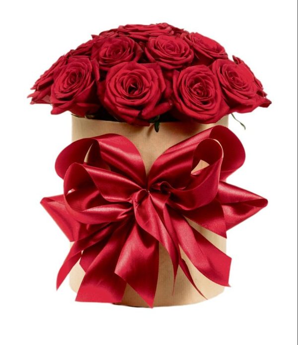 gift box with colorful roses on Valentine's day holiday