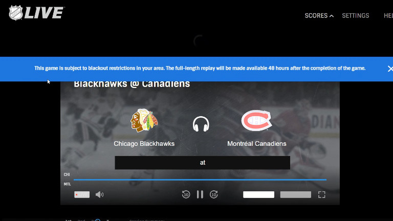 Restriction géogrpahique NHL Live