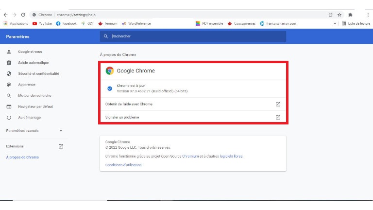 mettre à jour Google Chrome navigateur web internet