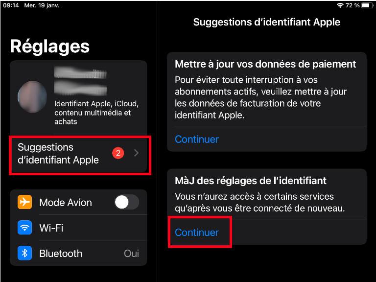 Mise à jour identifiant Apple iPhone iPad iPod