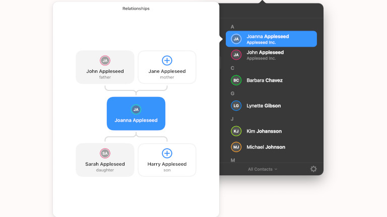 arbre contacts connaître personne application cardhop flexibits