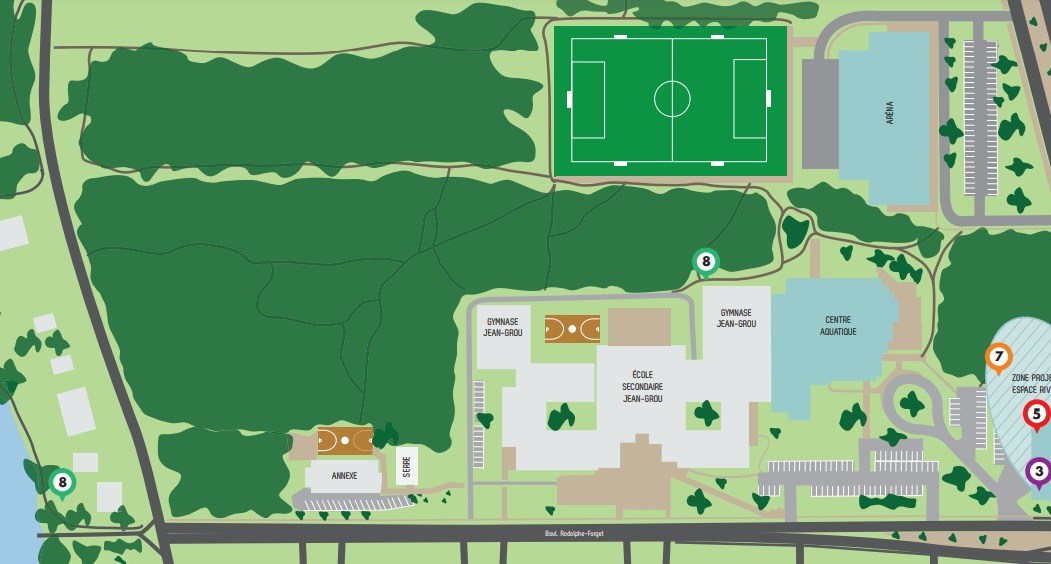 L’Espace Rivière se trouvera près de l’école secondaire Jean Grou.