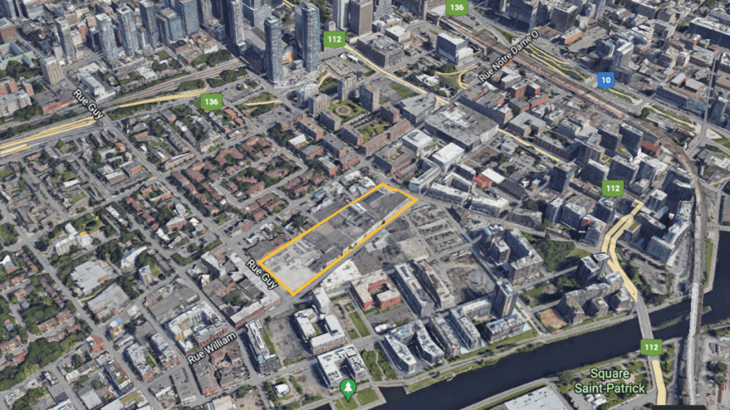 L'emplacement du terrain acheté dans Griffintown