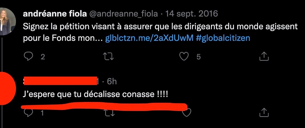 Insulte dirigée contre la candidate du PQ Andréanne Fiola sur Twitter