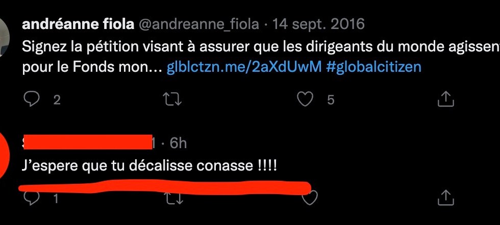 Insulte dirigée contre la candidate du PQ Andréanne Fiola sur Twitter
