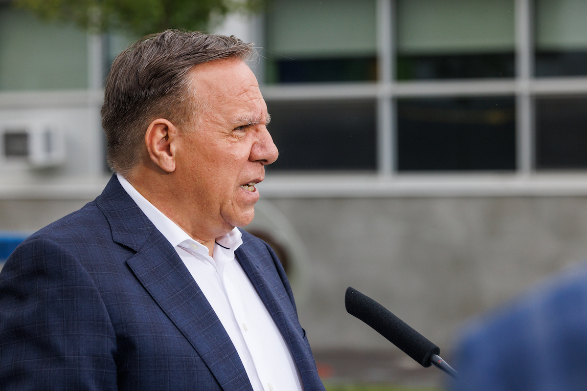 François Legault en campagne électorale.