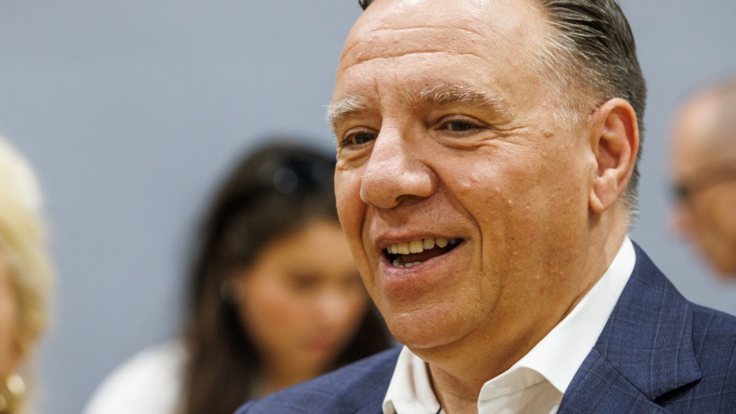 François Legault en campagne électorale.