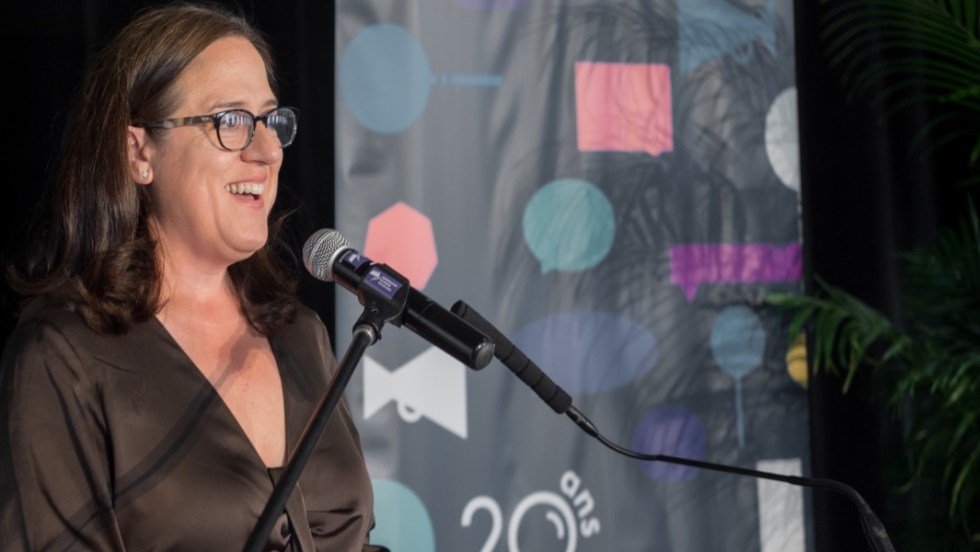 La présidente de l'OCPM, Isabelle Beaulieu lors du 20eme anniversaire de l'OCPM.