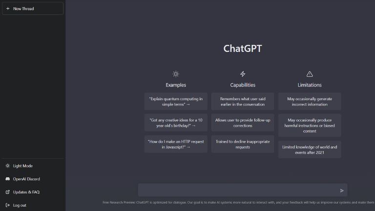 aperçu chatgpt interface robot conversationnel