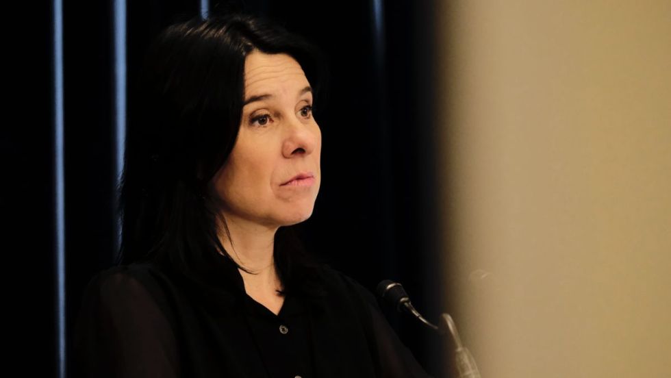 Valérie Plante lors d'un point de presse à l'Hôtel de ville le 29 mars 2023.