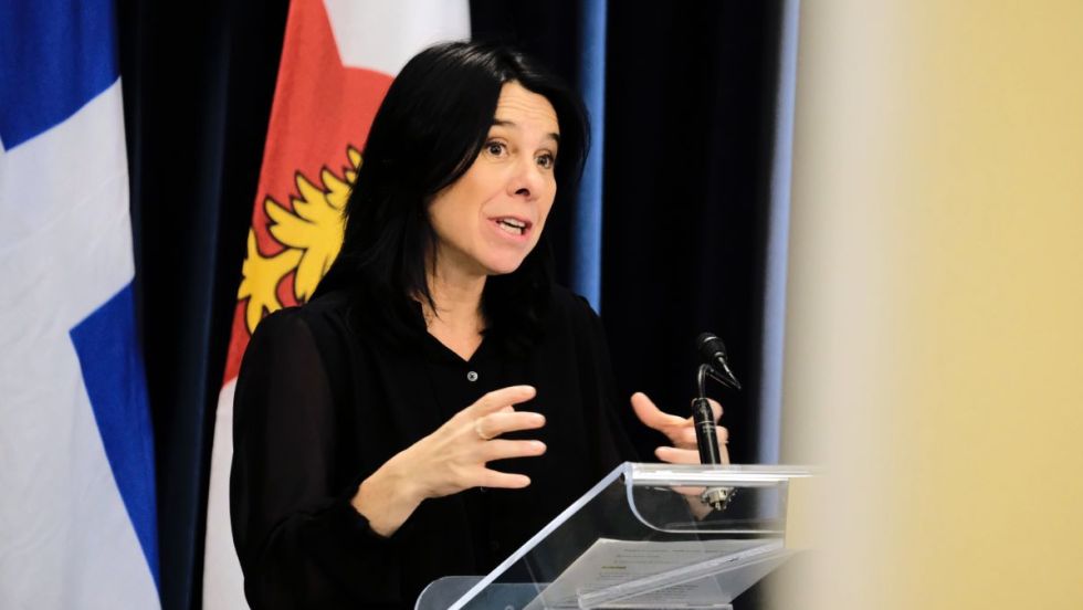 Valérie Plante lors d'un point de presse à l'Hôtel de ville le 29 mars 2023.