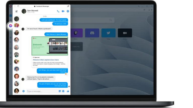 messagerie interne dans navigateur opera facebook messenger