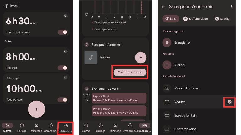 aperçu sons pour dormir application android google horloge