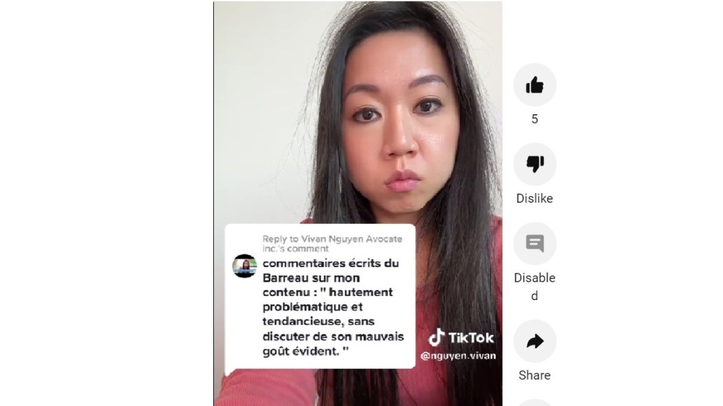 Extrait d'une publication sur TikTok de Me Vivan Nguyen