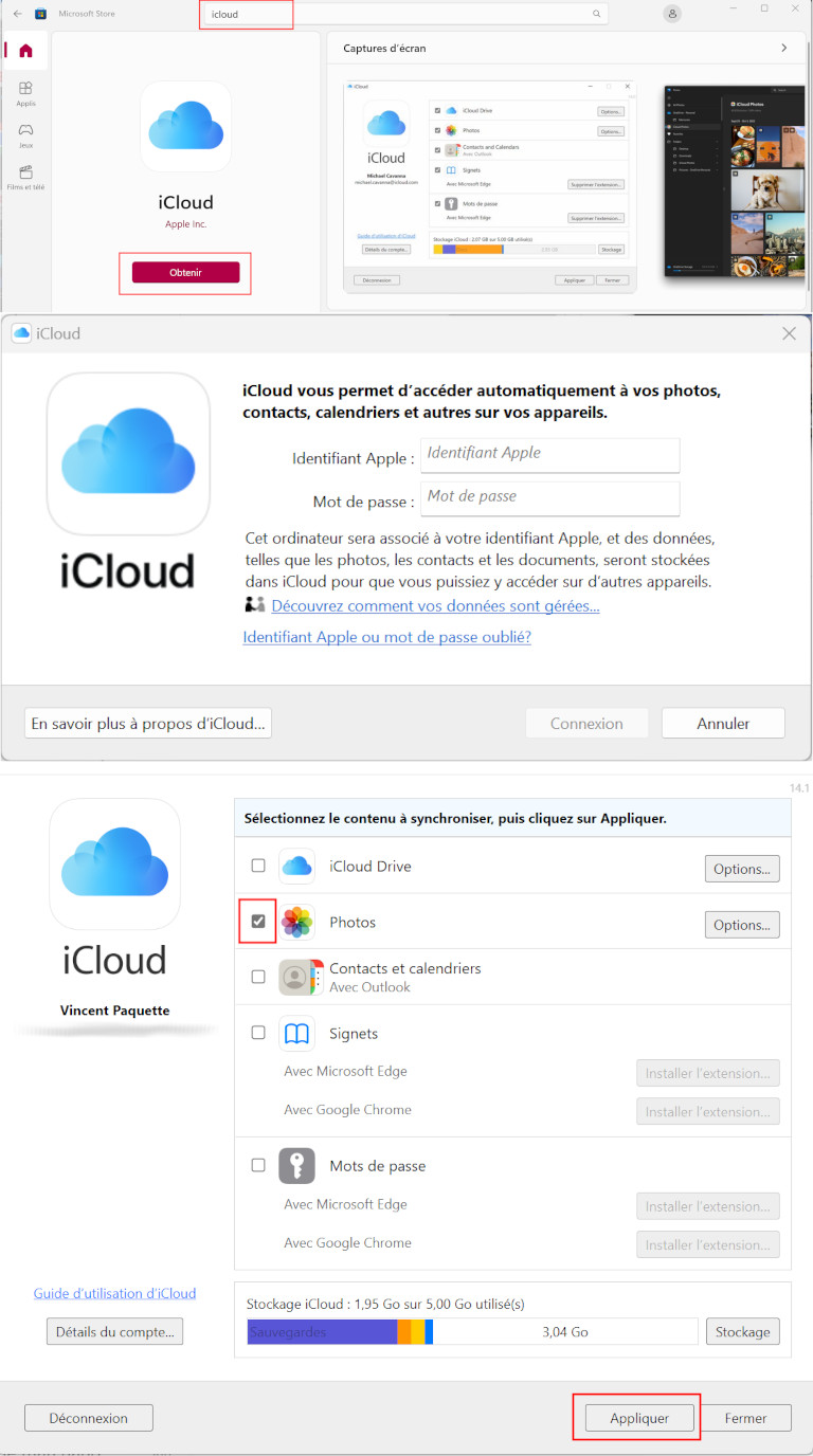 Comment activer synchronisation Photos iCloud sur Windows 11