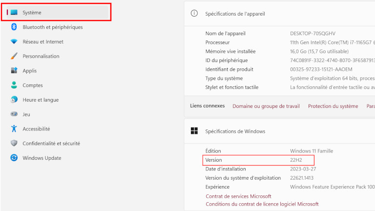 Comment vérifier version Windows 11