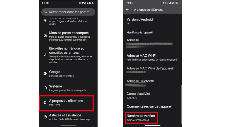 Téléphone Tablette Android options pour développeurs