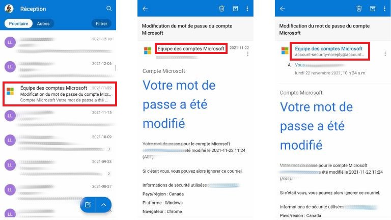 aperçu comment afficher adresse destinataire Outlook Android