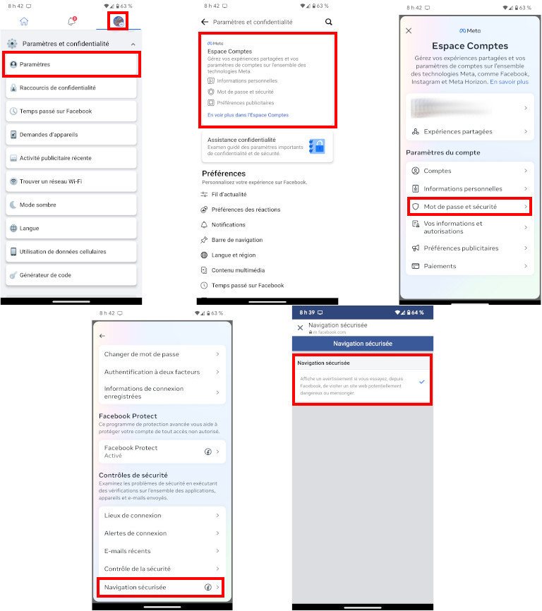 Activer navigation sécurisée Facebook