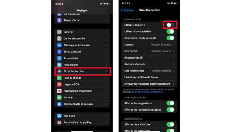 Désactiver Siri iPhone