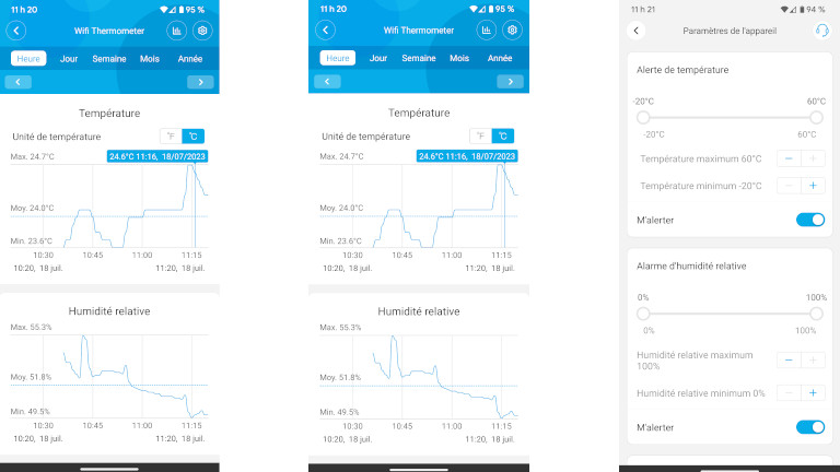 Thermomètre Hygromètre intelligent application mobile